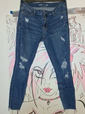 Old Navy Dark Blue Distressed Skinny Jeans